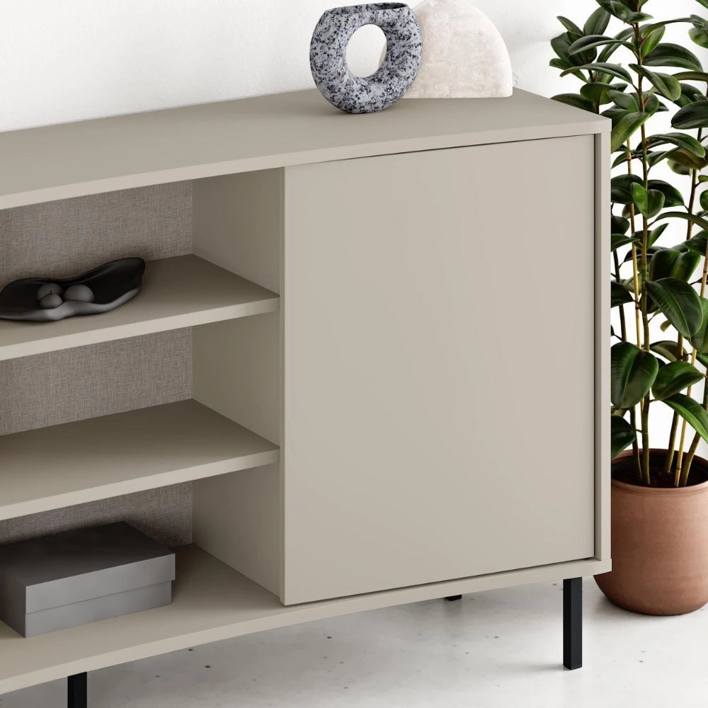 Madia Frem con frontale curvo 2 ante e vani a giorno in finitura cashmere 150x40x81.5H