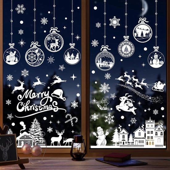 Sticker per finestra di Natale - Adesivo doppia faccia per finestra d'inverno PVC - Sticker per finestra con fiocchi di neve statici - Bianco per decorazioni di Natale - 10 pezzi - 20*30CM - STY22091101