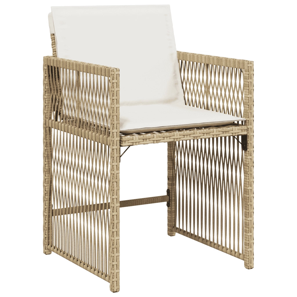 Set da Pranzo da Giardino 7 pz con Cuscini Beige in Polyrattan 3211630