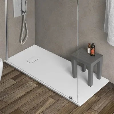 Piatto doccia in resina 80x180 cm Bianco effetto pietra Agorà