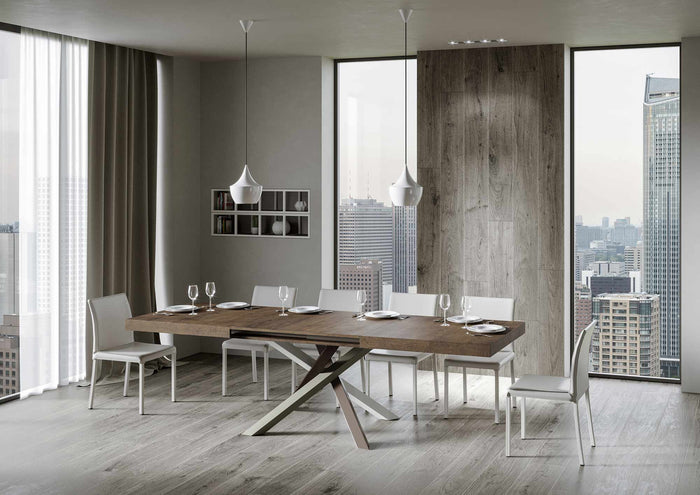 Tavolo Allungabile 120/380x90 cm Volantis Noce Gambe Multicolore 4/C