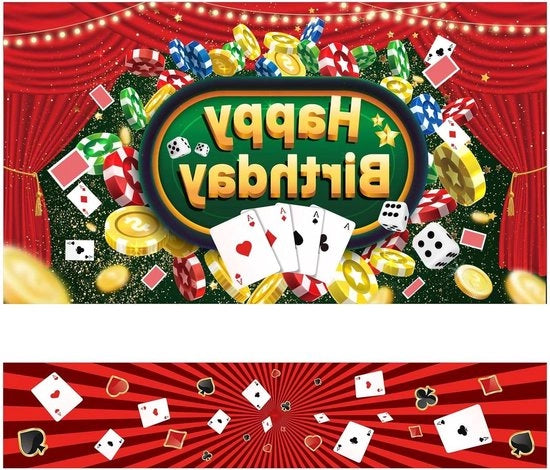 Decorazioni di Festa con Bandiera in Poliestere trasparente per tema Vegas - Decorazione per Festa di Compleanno, Festa di Carte, Poker Night