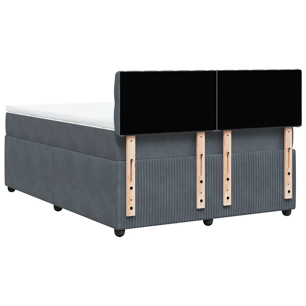 Giroletto a Molle con Materasso Grigio Scuro 160x200 cm Velluto