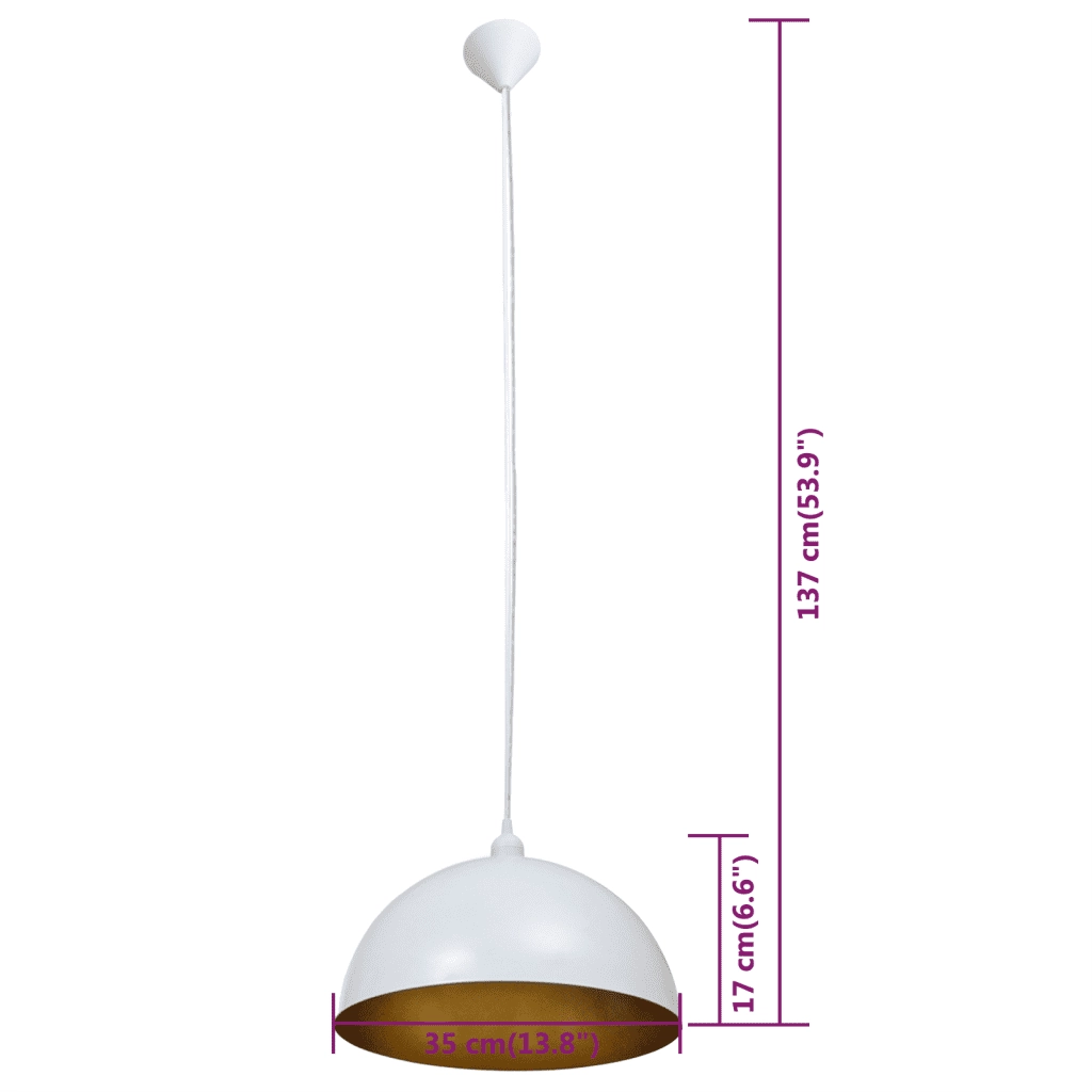 Lampada a Sospensione 2 pz Altezza Regolabile Semisferica Bianca CFW1551951