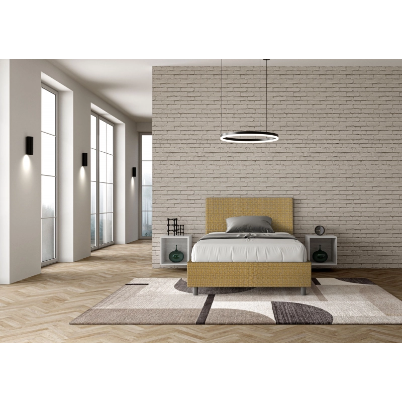 Letto imbottito 1 piazza e mezza 120x200 cm tessuto Labirinto Adele - Senza rete,Giallo