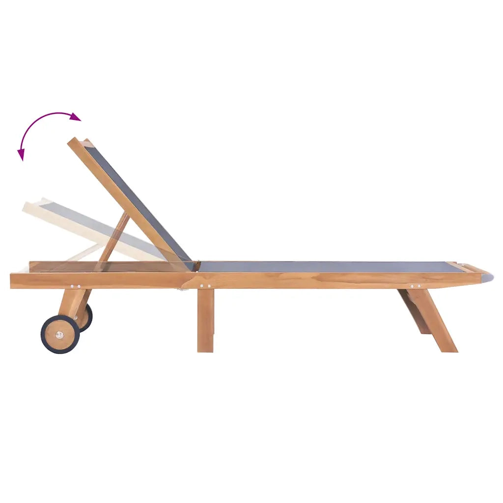 Lettino Pieghevole con Ruote in Massello di Teak e Textilene cod mxl 7134