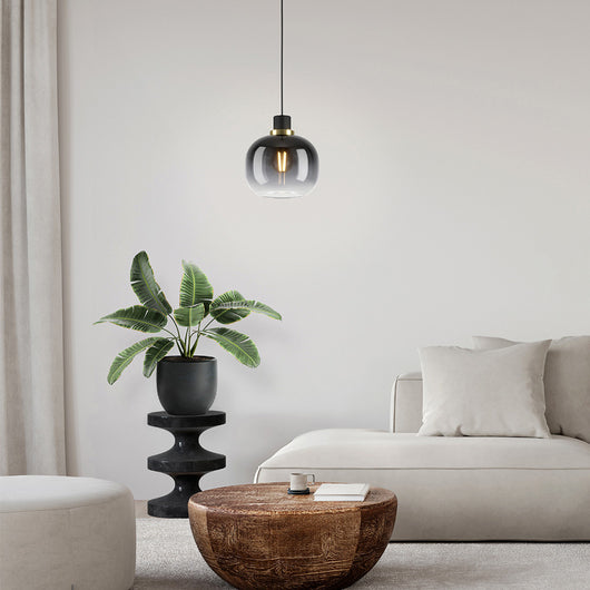 Lampadario Contemporaneo Oilella 1 Luce Acciaio Nero E Ottonediffusore Nero