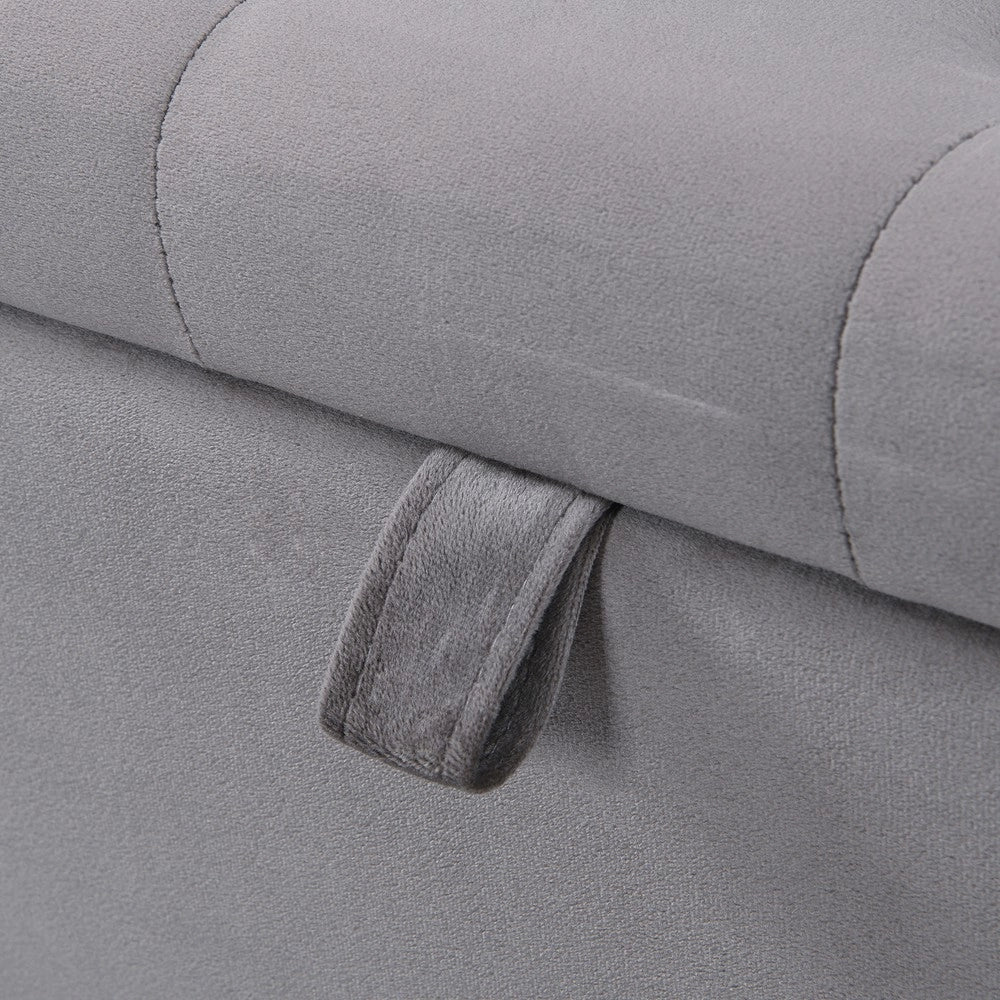 Panca Contenitore Imbottita in Velluto ¨C MINIMAL ¨C Grigio 138x41x42 cm