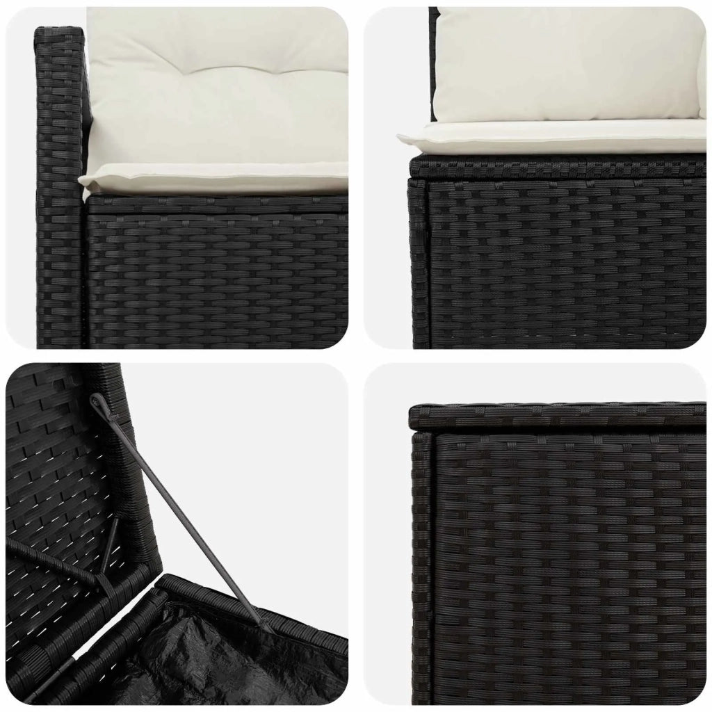Set di divani 5 pz Nero e Bianco Crema 3447789