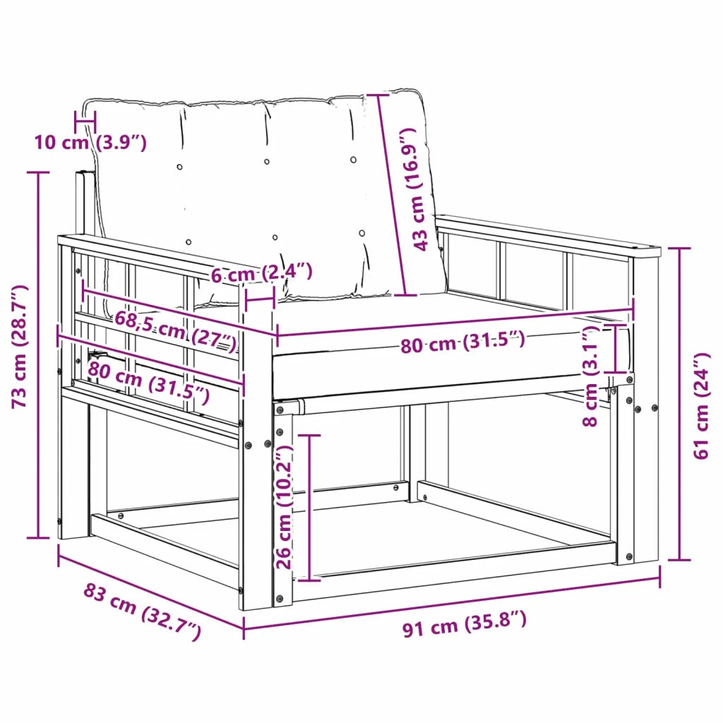 Set di divani da esterno-Sofa da giardino Legno di Acacia Massello e Textilene 532433