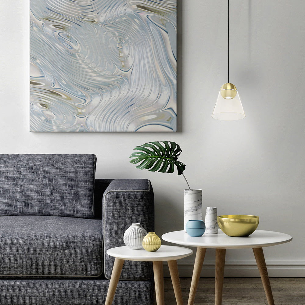 Lampadario Contemporaneo Cerasella 1 Luce Acciaio Ottone Spazzolato