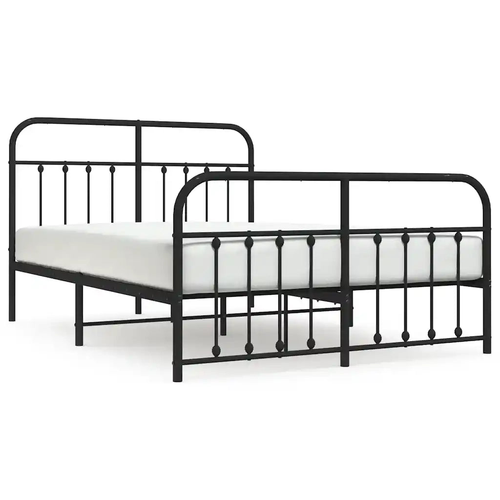 Giroletto con Testiera e Pediera Metallo Nero 135x190 cm 352595
