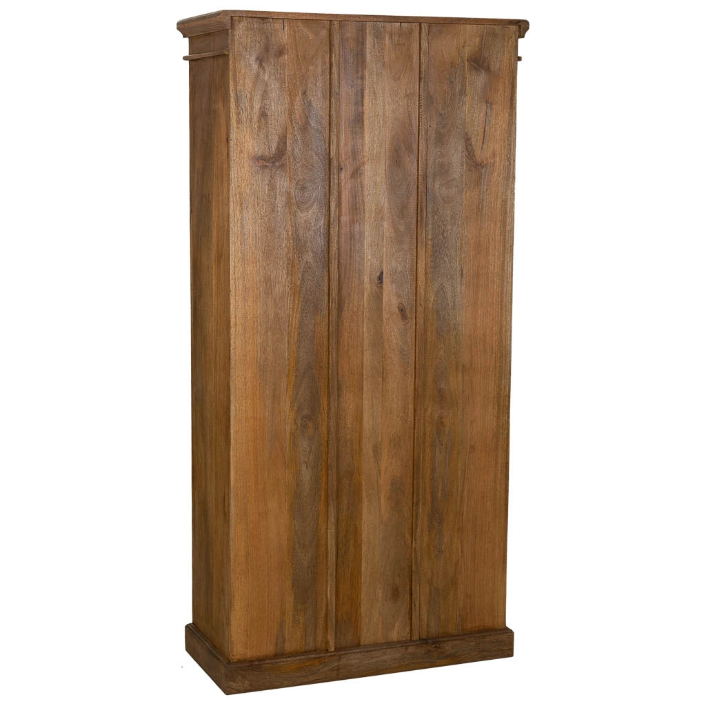 Vetrina in legno e vetro rifinita artigianalmente con 2 ante marrone 90x40x183