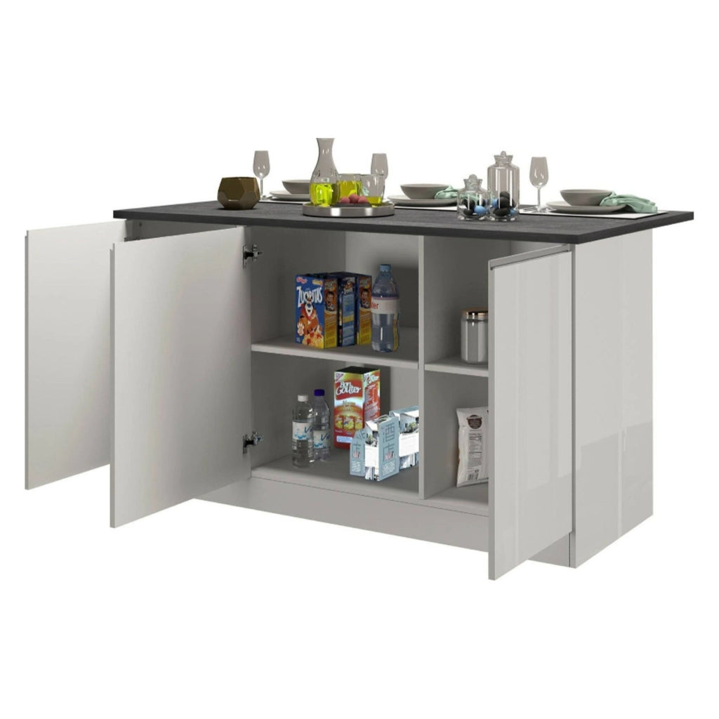 Cucinino Balme, Cucina Modulabile, Elettrodomestici non inclusi, Made in Italy, Bianco Lucido