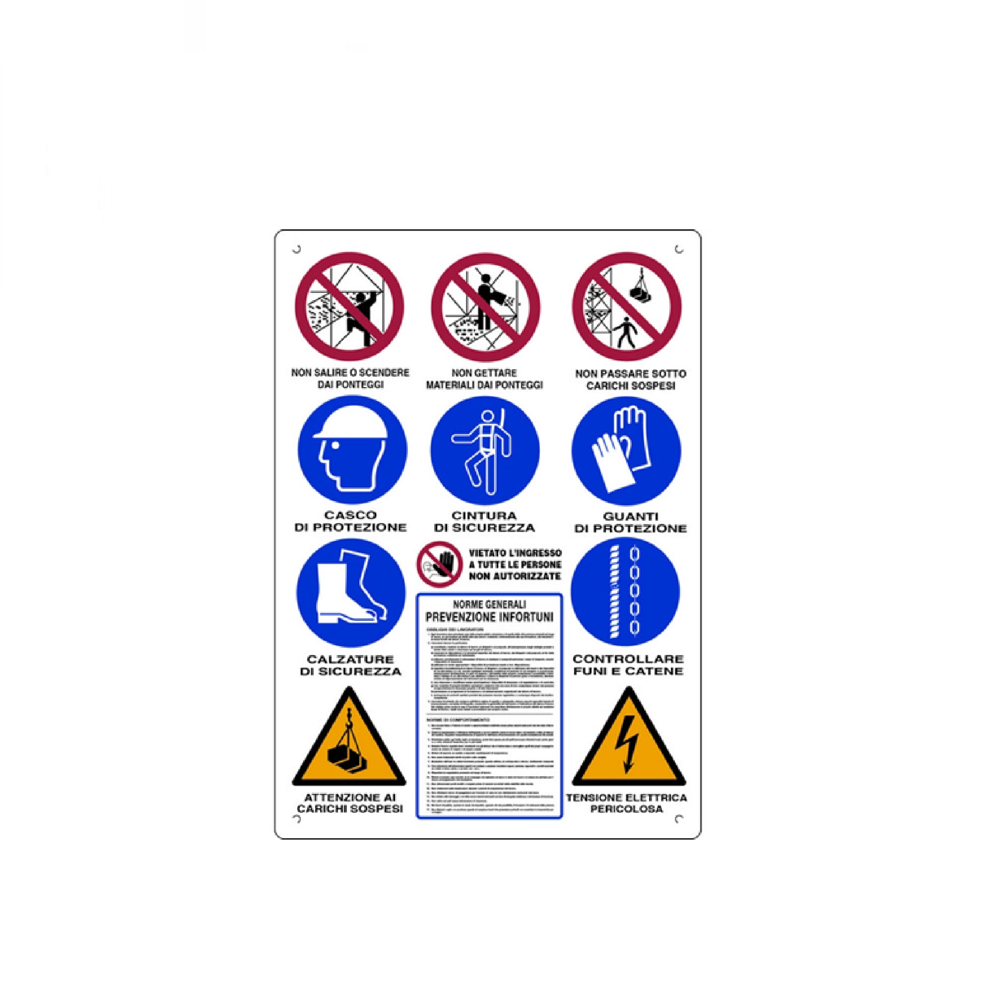 Cartello segnaletico CANTIERI EDILI in polionda cm 60x80