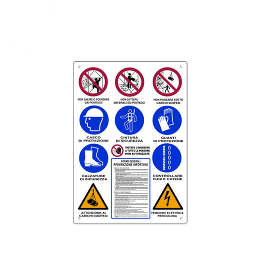 Cartello segnaletico CANTIERI EDILI in polionda cm 60x80