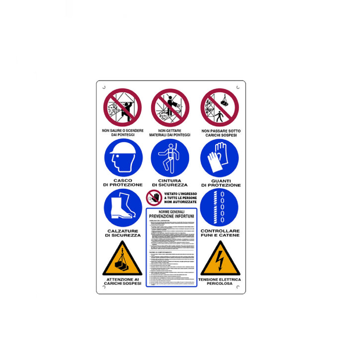 Cartello segnaletico CANTIERI EDILI in polionda cm 60x80