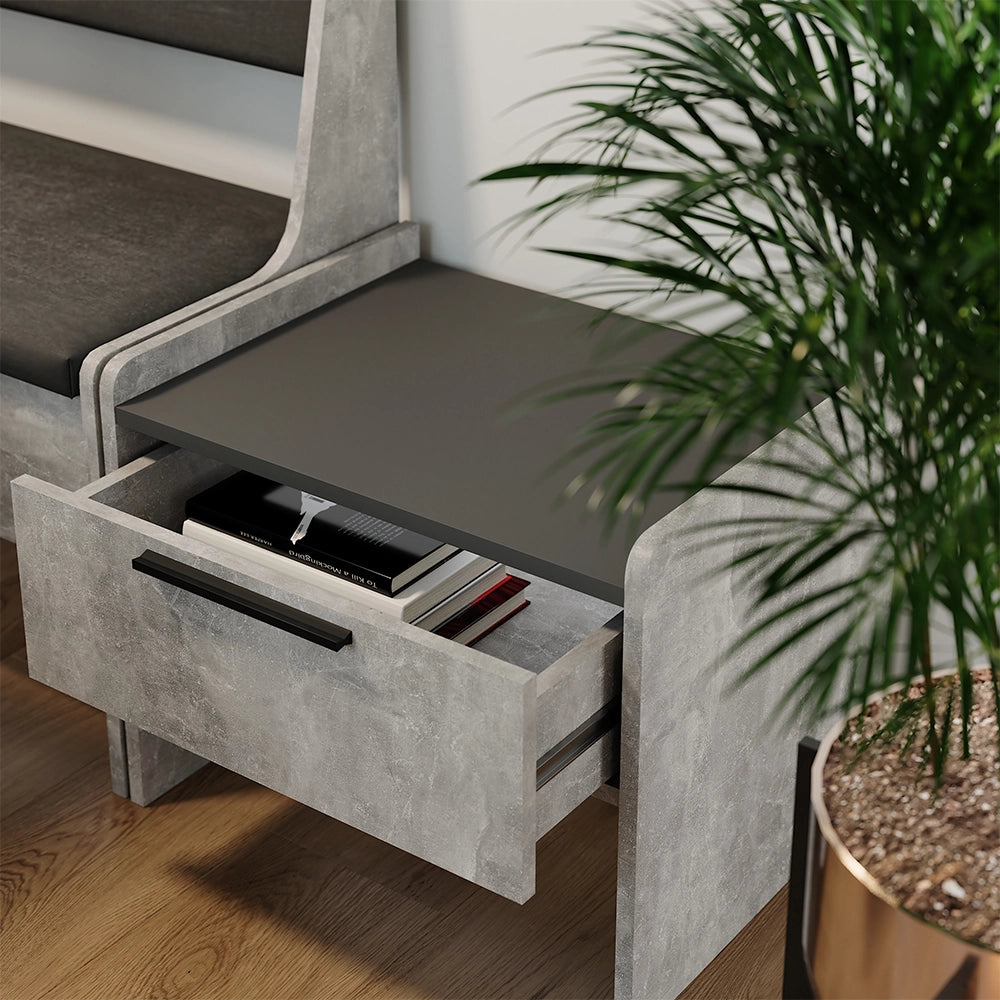 Vicco Panca per la sala da pranzo Calcestruzzo/antracite 53.5 x 41.1 cm con 1 cassetto