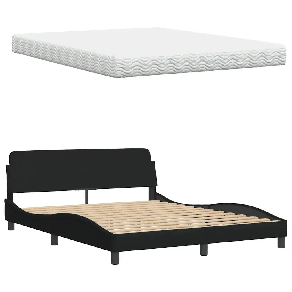 Letto con Materasso Nero 160x200 cm in Tessuto 3310750