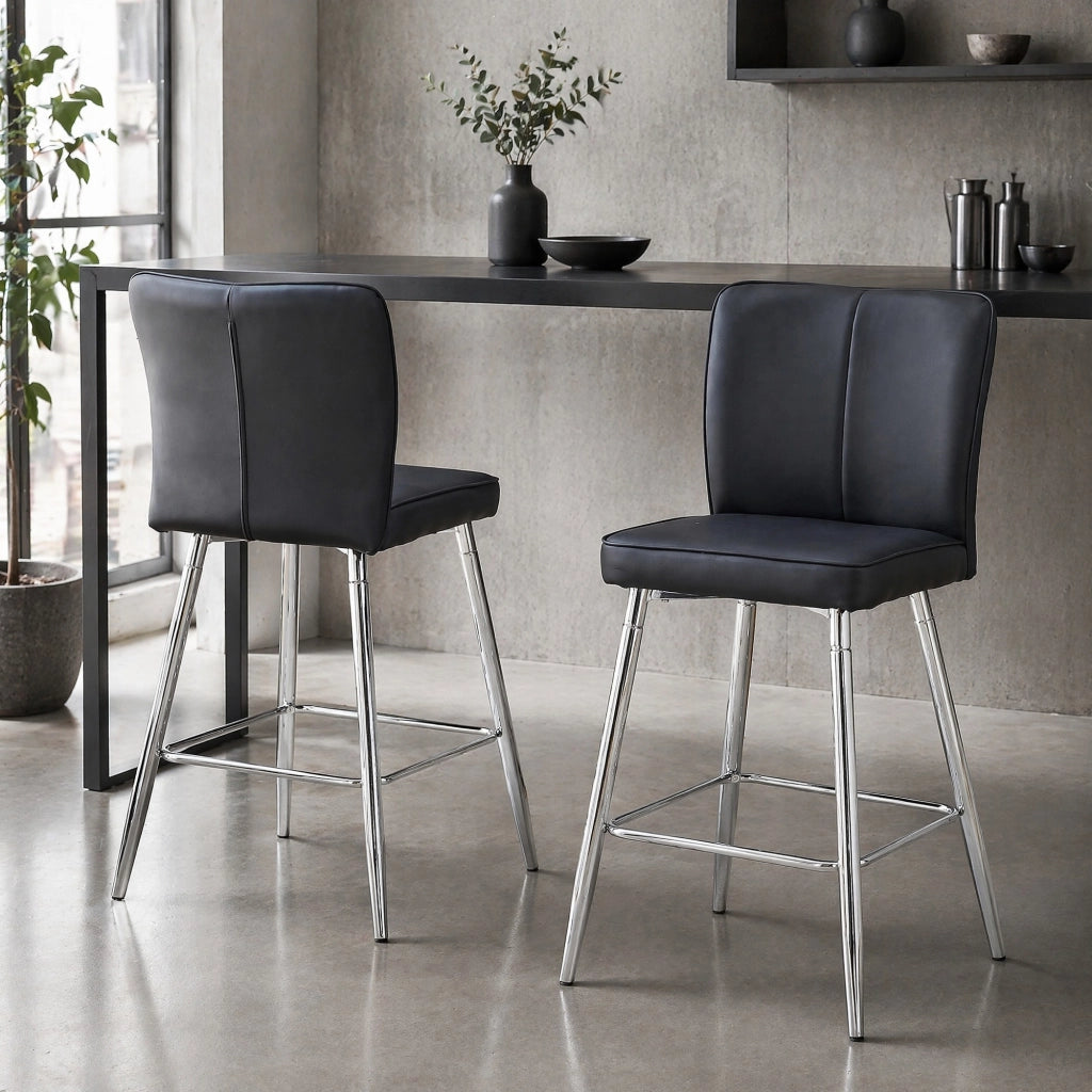 SGABELLO BAR Set da 2 pezzi 54x54x51 cm PU Nero e Argento