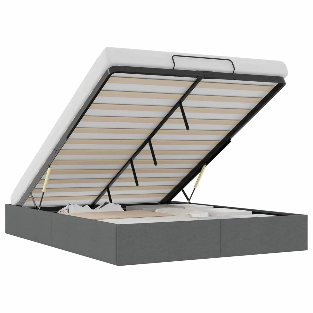 Letto ottomano Grigio Scuro 153 x 203 cm Tessuto 3403069