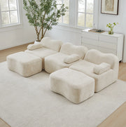 Divano angolare modulare a U in velluto; schiuma 32D; beige