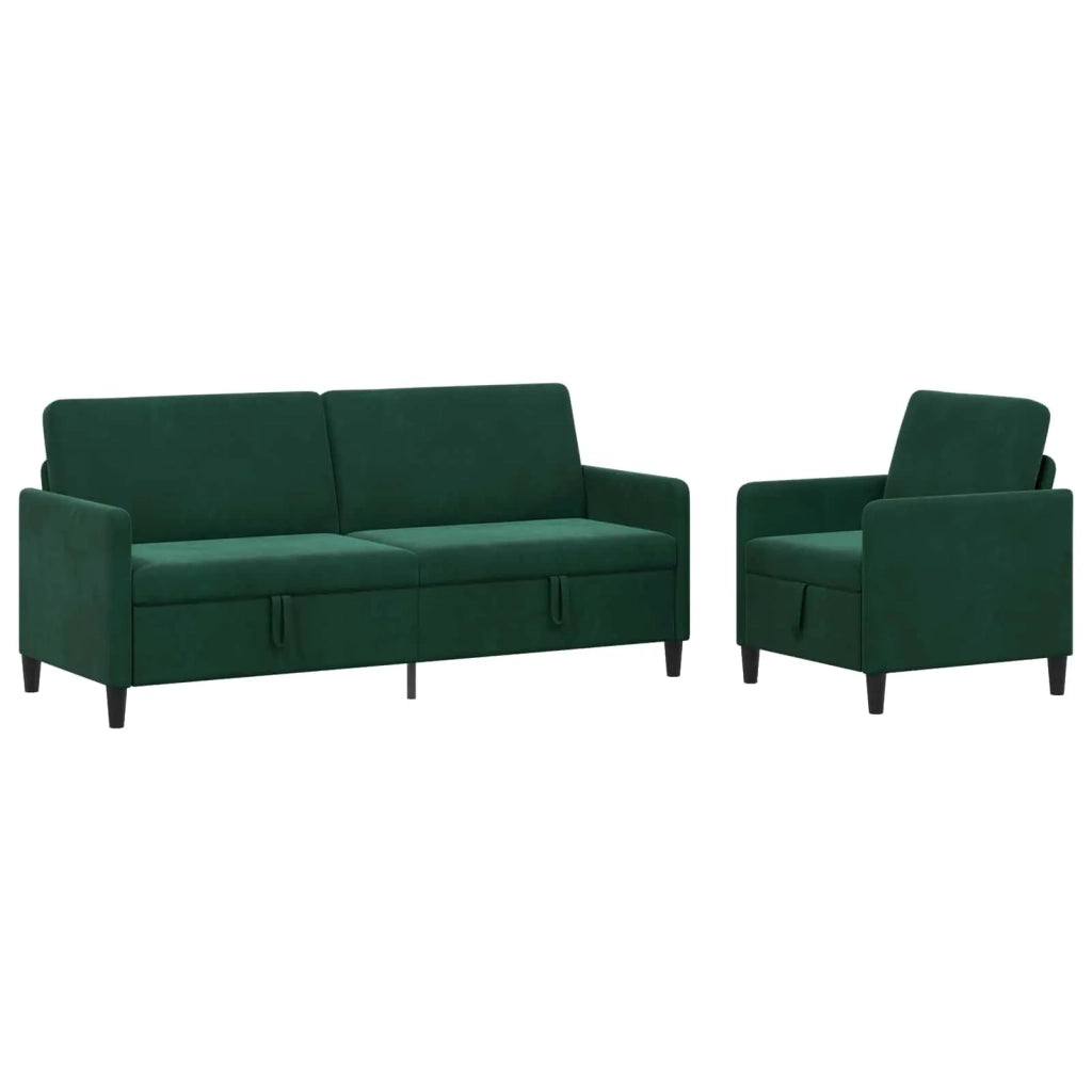 Set di Divani con Storage 2 pz Verde Scuro Poliestere 3429248