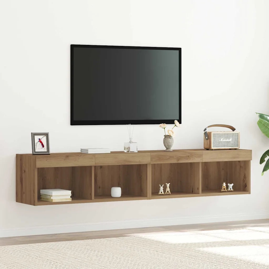 Set mobile TV con led 2 pcs Rovere artigianale 80 x 30 x 30 cm 862203