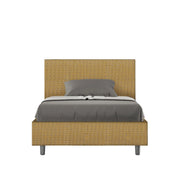 Letto imbottito 1 piazza e mezza 120x190 cm tessuto Labirinto Adele - Con rete,Giallo