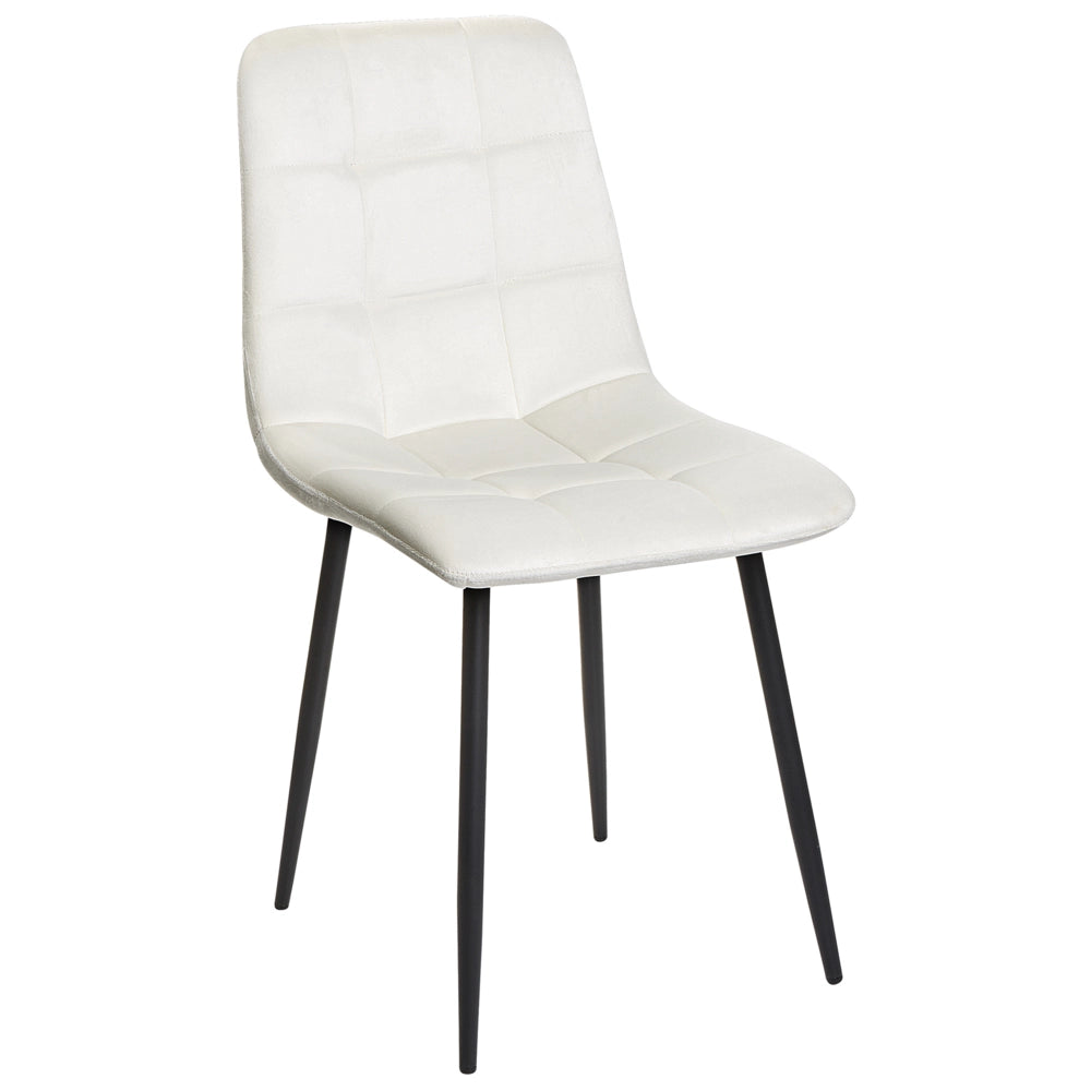 Set di 4 sedie da pranzo in velluto grigio bianco sporco gambe in ferro stile moderno