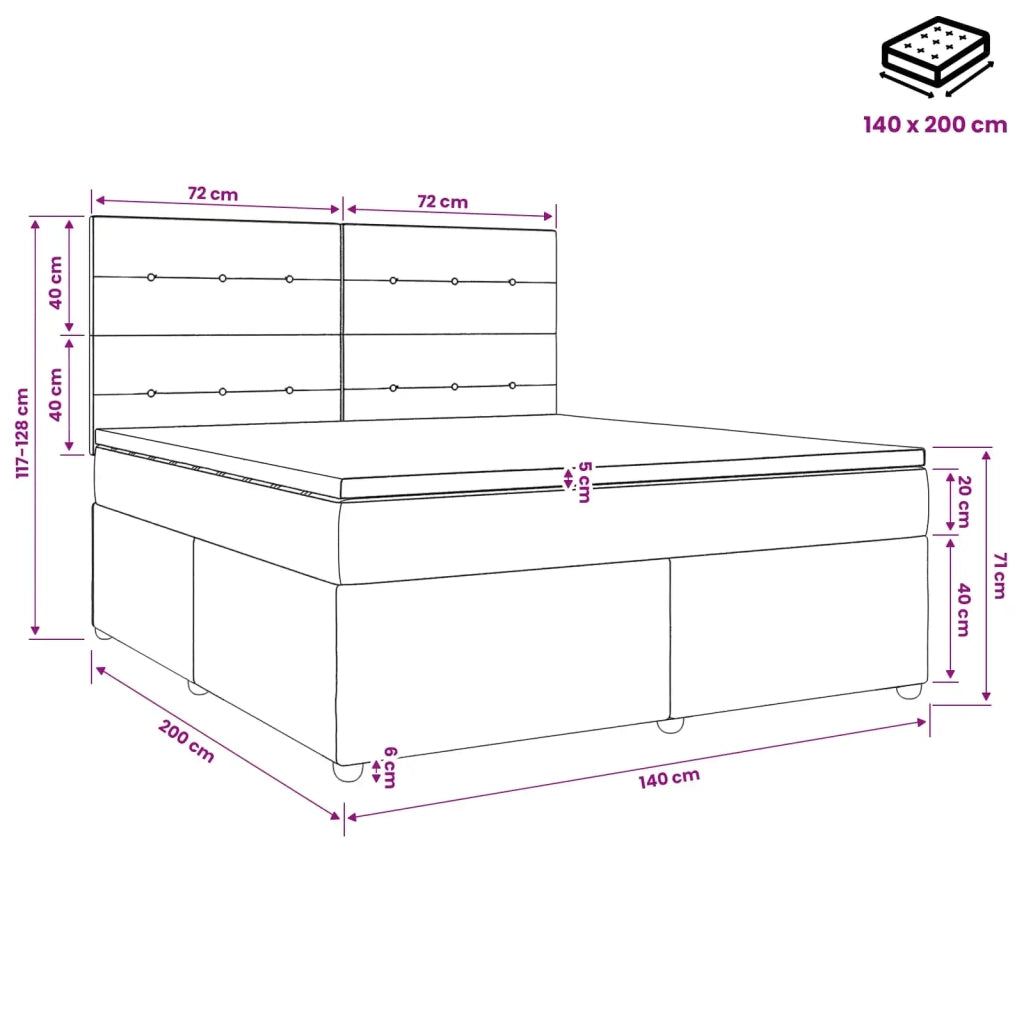Letto box spring con materasso Nero 140 x 200 cm Tessuto 3454412