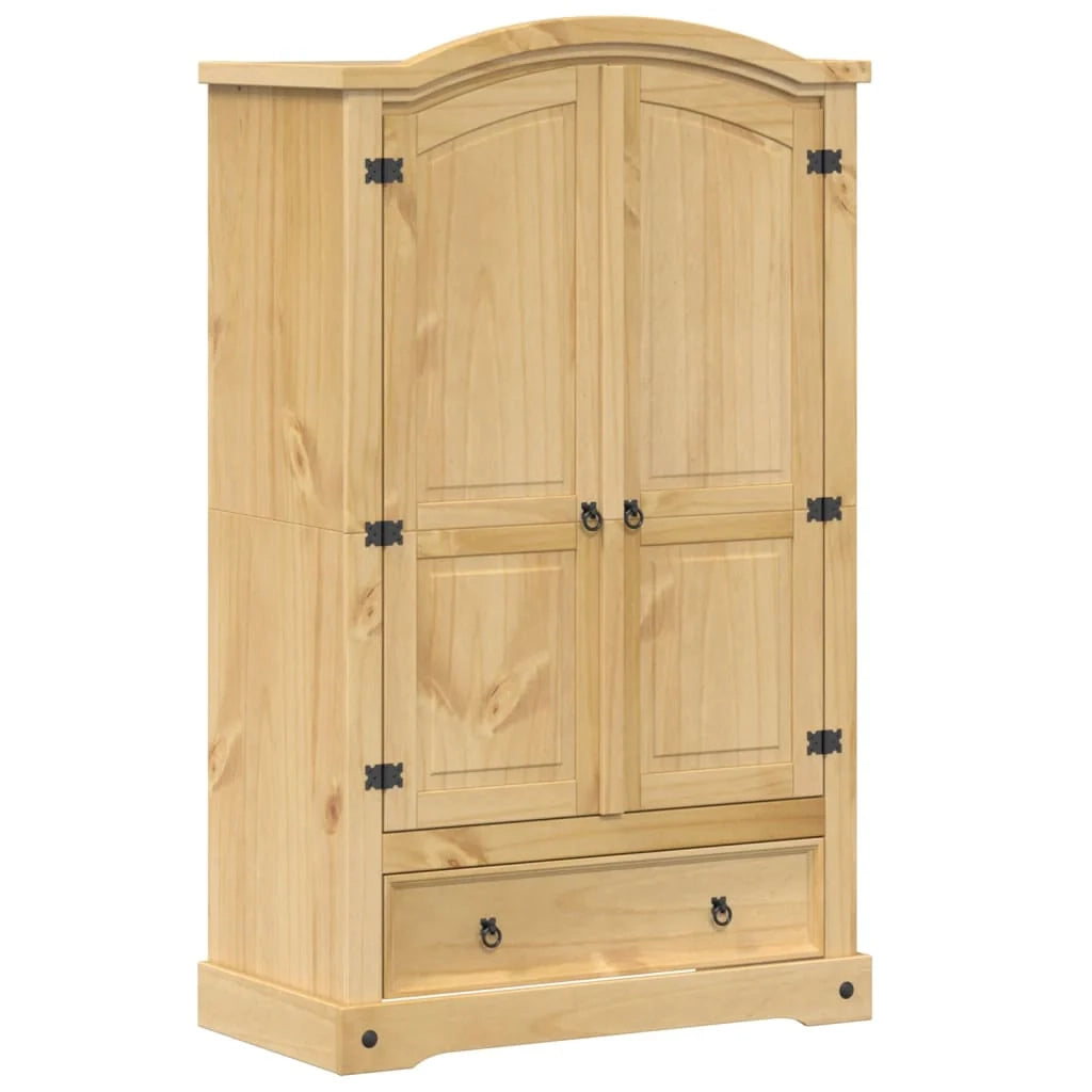 Armadio classico in legno massello di pino 101 x 52 x 170 cm grande capacità di contenimento finitura legno miele rustico 02_0056479