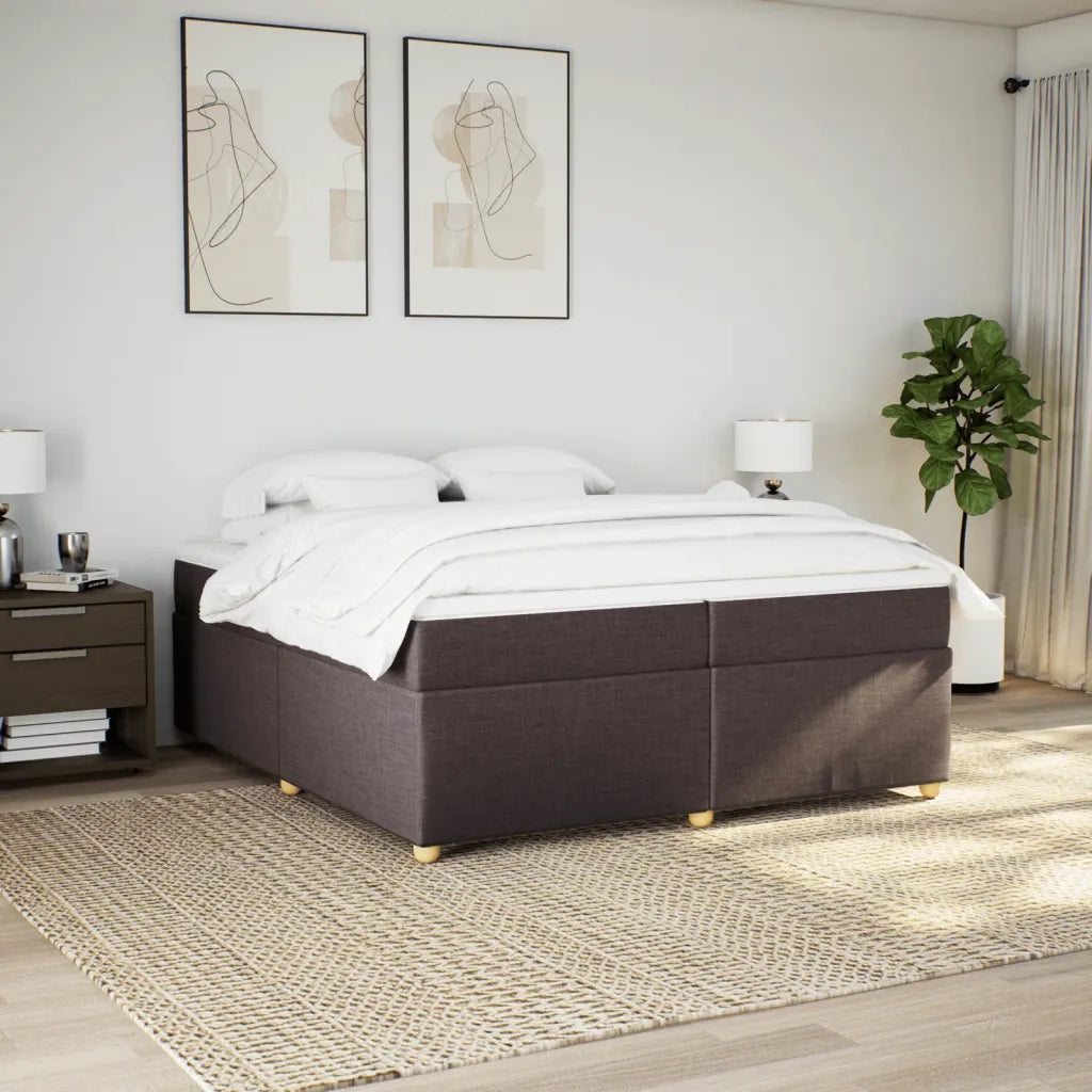 Giroletto a Molle con Materasso Marrone Scuro 200x200cm Tessuto