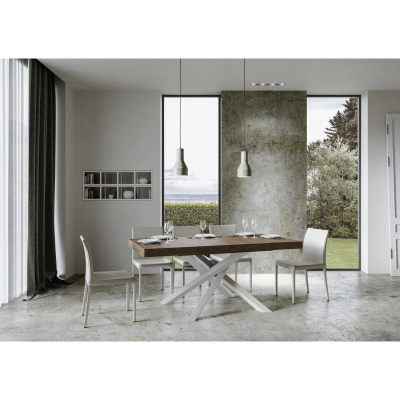 Tavolo allungabile 180/440x90 cm Volantis Premium telaio Bianche - Noce