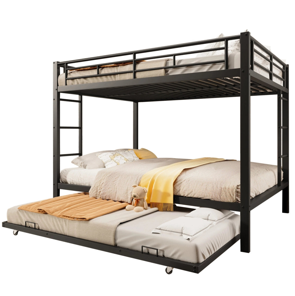 Letto a castello in metallo 140x200 cm con letto estraibile; nero