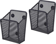 Due contenitori di archiviazione magnetici, rastrelliere metalliche magnetiche con rete quadrata nera per frigorifero, accessori di archiviazione per locker, organizzatore per materiali da ufficio (A)