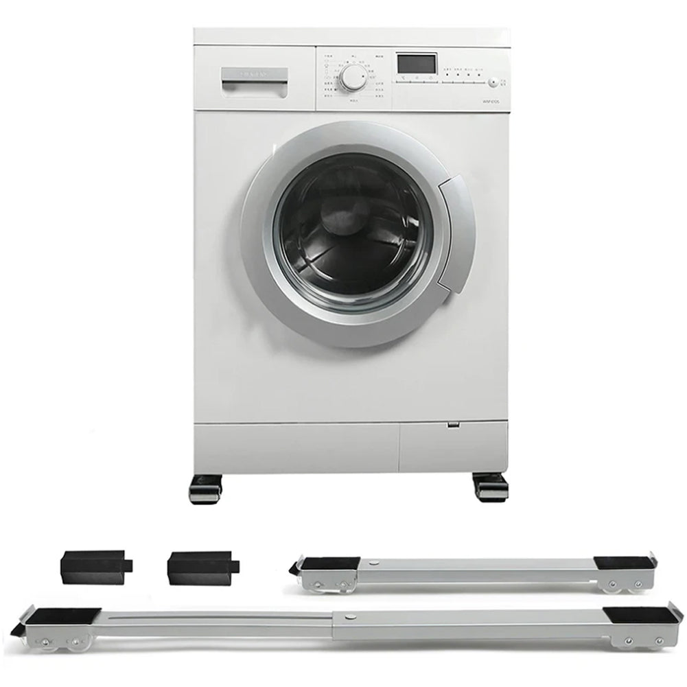 Kit 2 Barre per Base Lavatrice con Ruote, Freno, Regolabili 45 a 70 cm Acciaio Smaltato