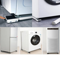 Kit 2 Barre per Base Lavatrice con Ruote, Freno, Regolabili 45 a 70 cm Acciaio Smaltato