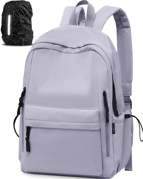 Borsa a Spalla per Donna, Borsa per Studenti con Cappuccio Impermeabile, Adatta a Laptop 15,6 Pollici, Con Tasca Antifurto, Ideale per Scuola, Università, Commutazione e Viaggi, Grigio