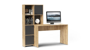 Mobile scrivania con libreria mod. HALK cm 156x55x147 rovere bianco