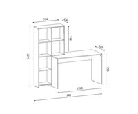 Mobile scrivania con libreria mod. HALK cm 156x55x147 rovere bianco