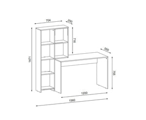 Mobile scrivania con libreria mod. HALK cm 156x55x147 rovere bianco