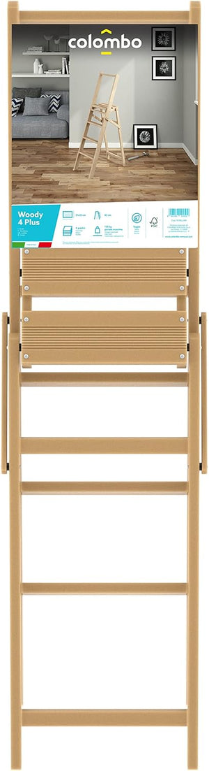Scala Sgabello in Legno di Faggio 4 gradini mod.WOODY PLUS COLOMBO
