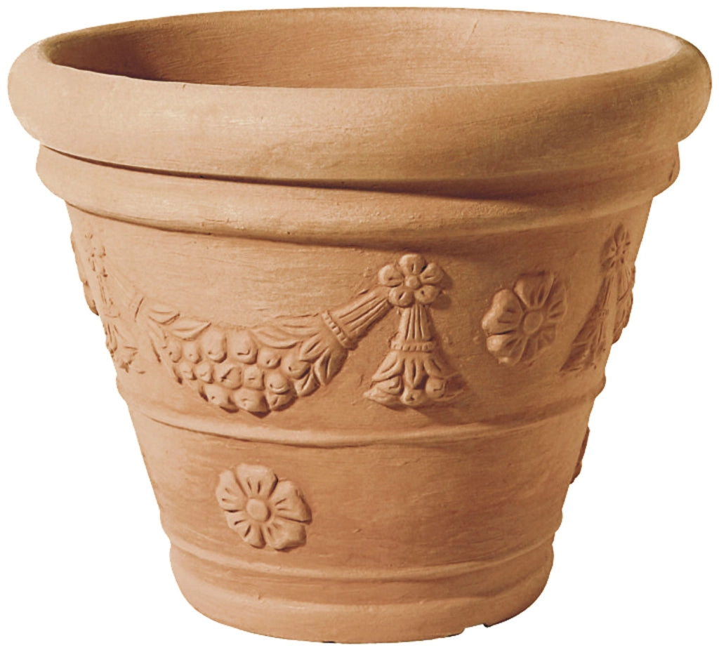 TELCOM TROPEA VASO A  CONCA IN RESINA EFFETTO TERRACOTTA CON DECORO 40 X H34 CM