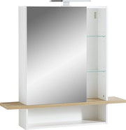 Specchio 1436-513 GW con illuminazione LED - replica di eucalipto Navarra - 90 x 91 x 25 cm - mobile per bagno - cassettiera
