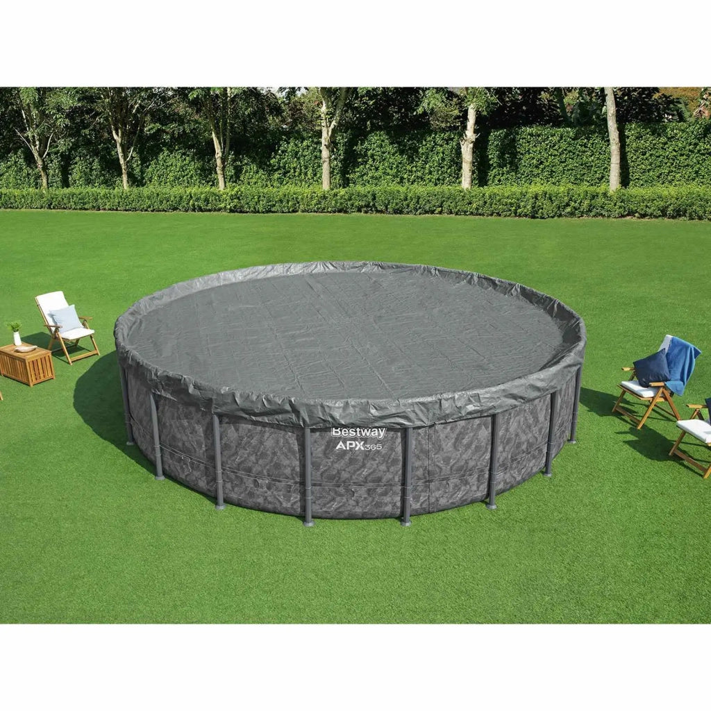 Bestway Copertura per piscina Ø4,27 m Rotondo Poliestere Grigio 42035731