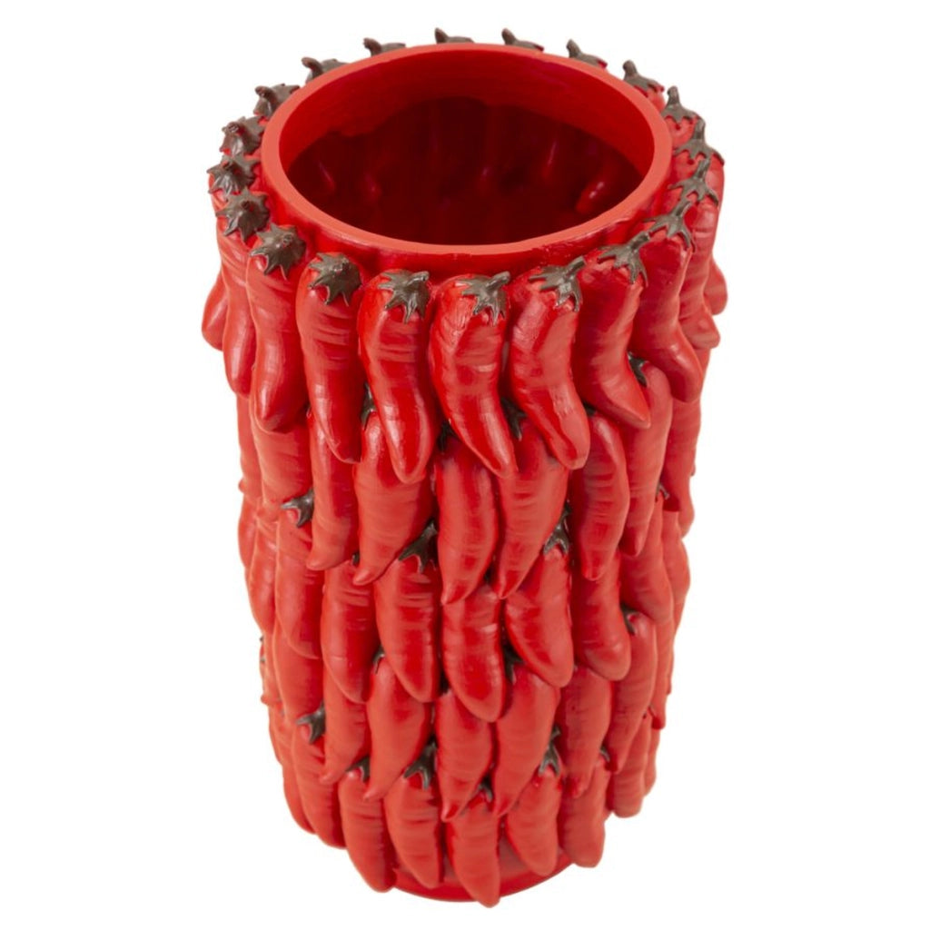 Vaso Decorativo Peperoncini, Rosso, Poliresina, 20x20x34 cm