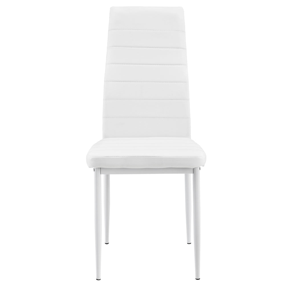 Set Sala da Pranzo Bjerkvik Tavolo 140x60 cm e 6 Sedie Imbottite Rivestimento in Similpelle - Bianco [en.casa]