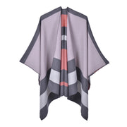 Nuovo scialle/scialle double-face, elegante mantello a righe per donna