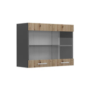 Mobile da cucina in vetro R-Line Rovere artigianale/Antracite 80 cm Vicco